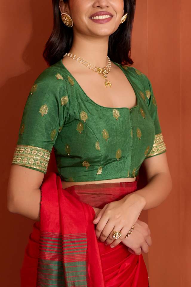 Green Viscose Brocade Blouse thumbnail image number null
