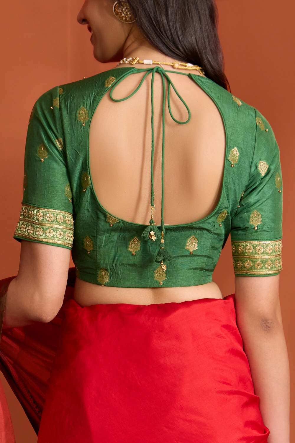 Green Viscose Brocade Blouse image number null