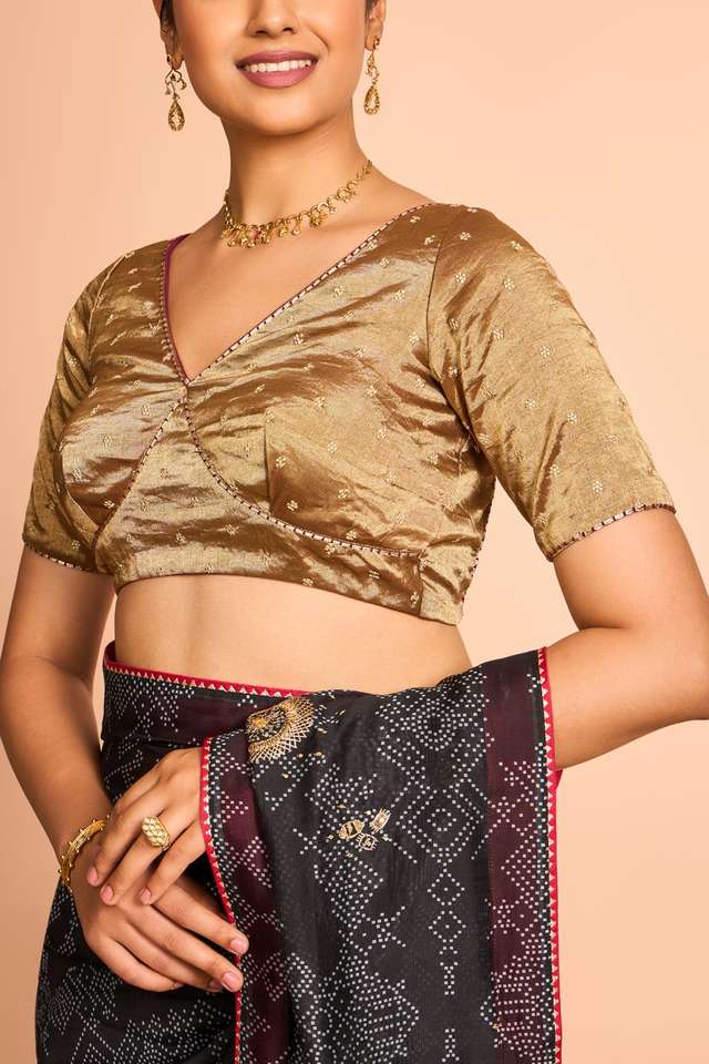 Gold Cotton Embroidered Blouse thumbnail image number null