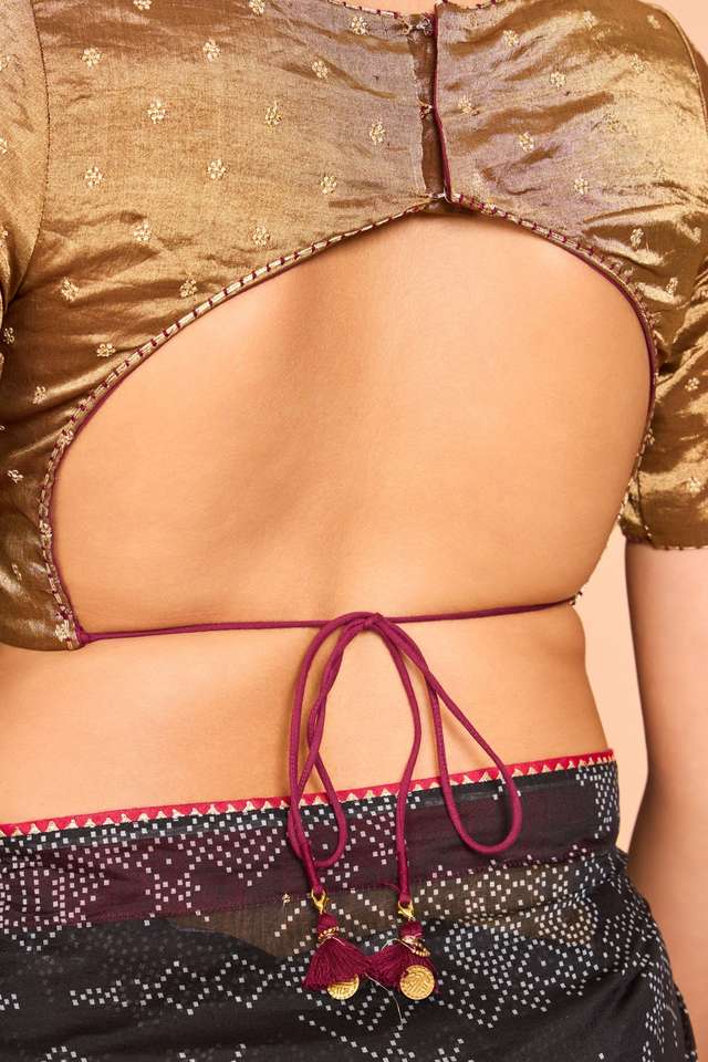 Gold Cotton Embroidered Blouse thumbnail image number null