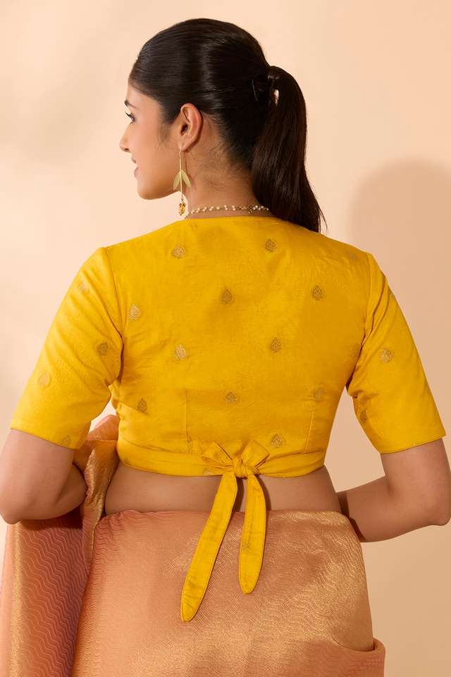 Yellow Viscose Brocade Blouse thumbnail image number null