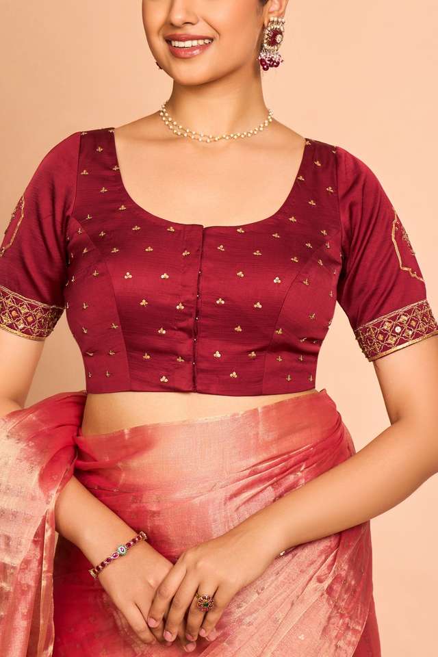 Dark Red Viscose Embroidered Blouse thumbnail image number null