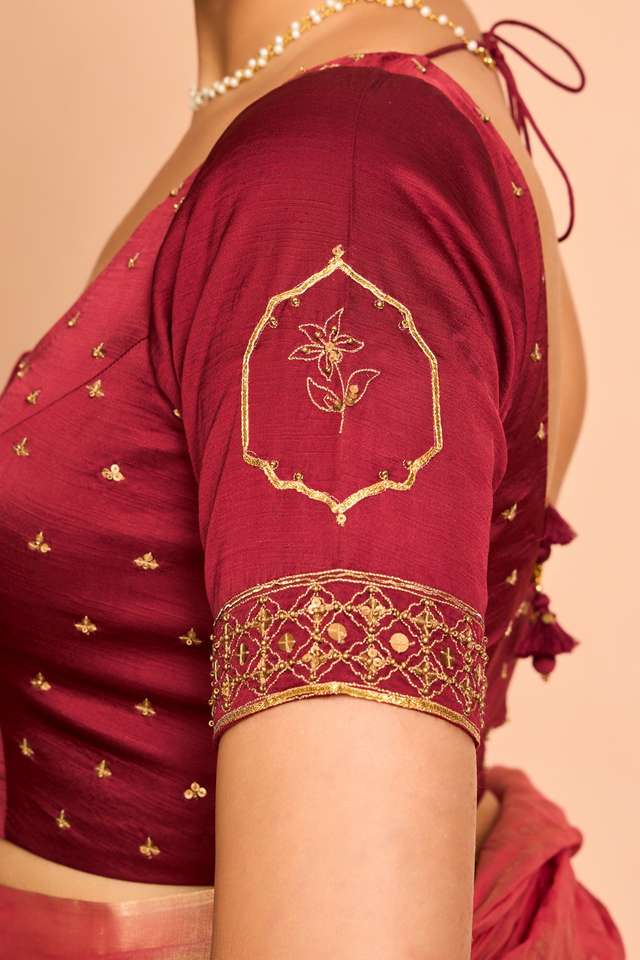Dark Red Viscose Embroidered Blouse thumbnail image number null