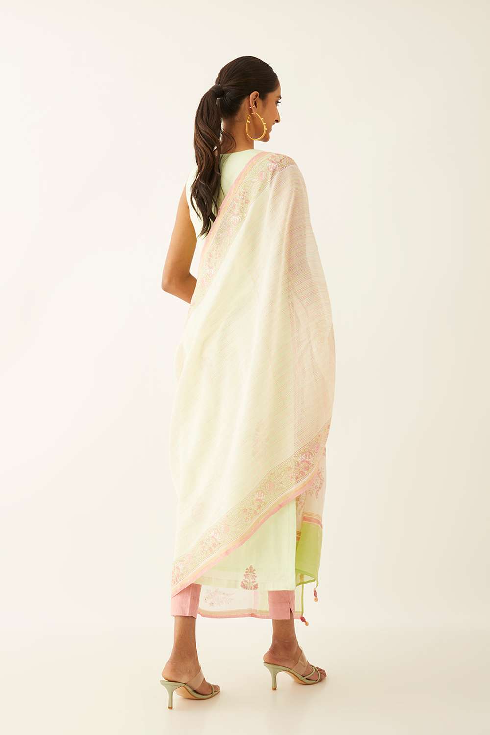 Multicolored Silk Cotton Sanganeri Printed Dupatta image number null