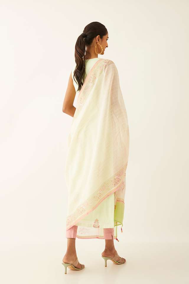 Multicolored Silk Cotton Sanganeri Printed Dupatta thumbnail image number null