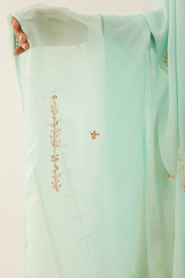 Light Blue Viscose Organza Embroidered Dupatta thumbnail image number null