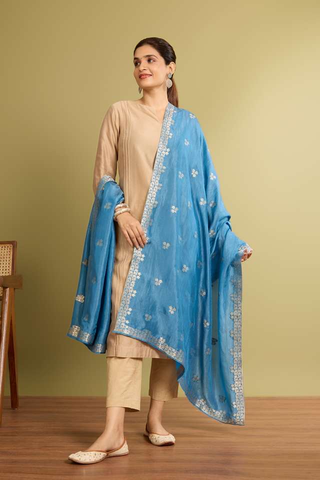 Blue Woven Viscose Luxe Dupatta thumbnail image number null