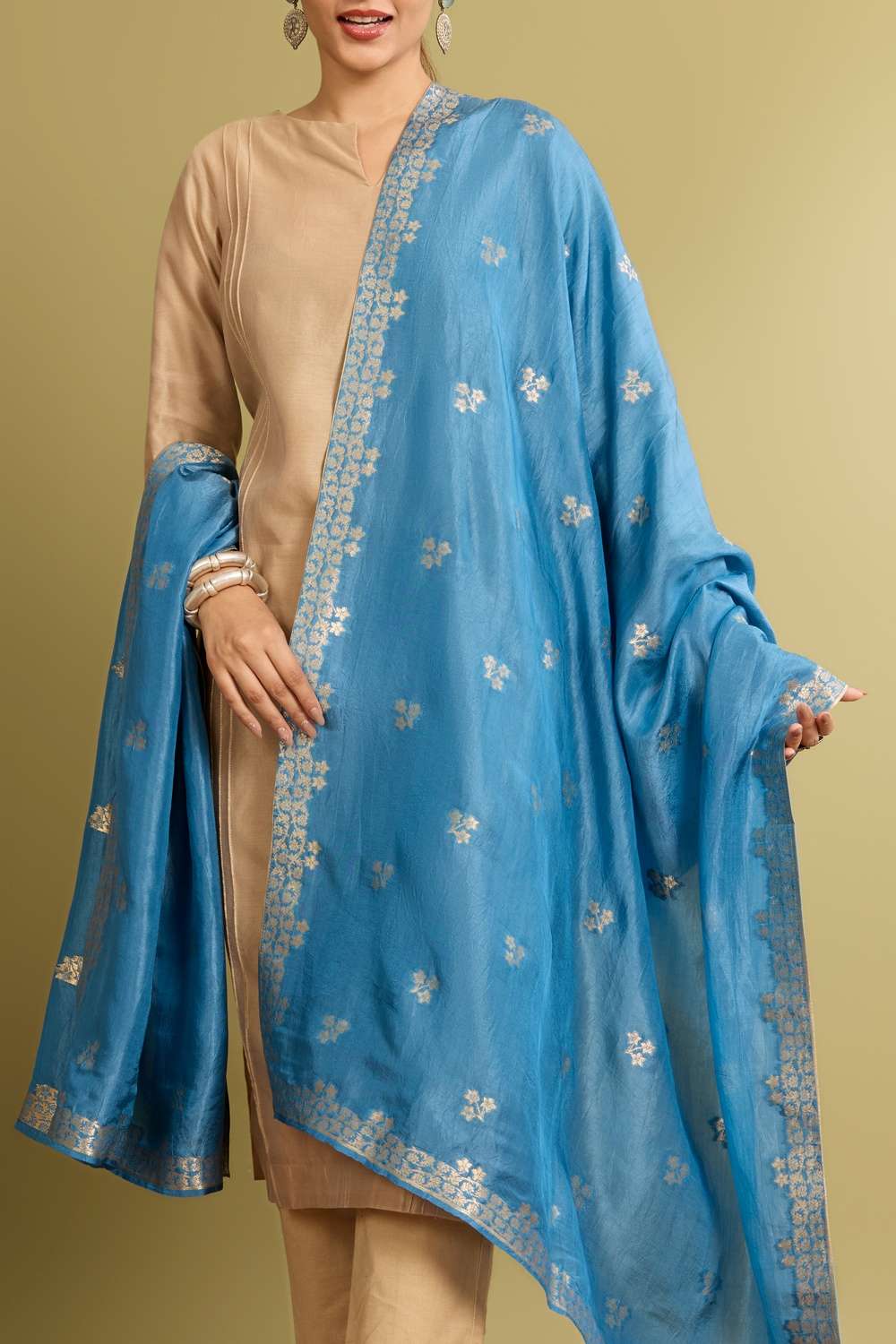 Blue Woven Viscose Luxe Dupatta image number null