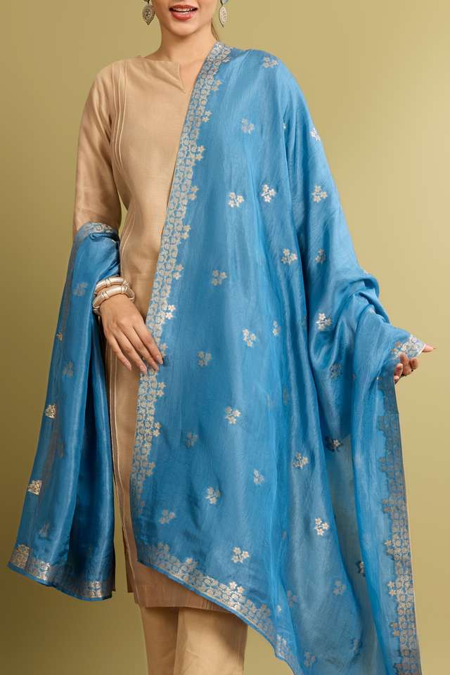 Blue Woven Viscose Luxe Dupatta thumbnail image number null