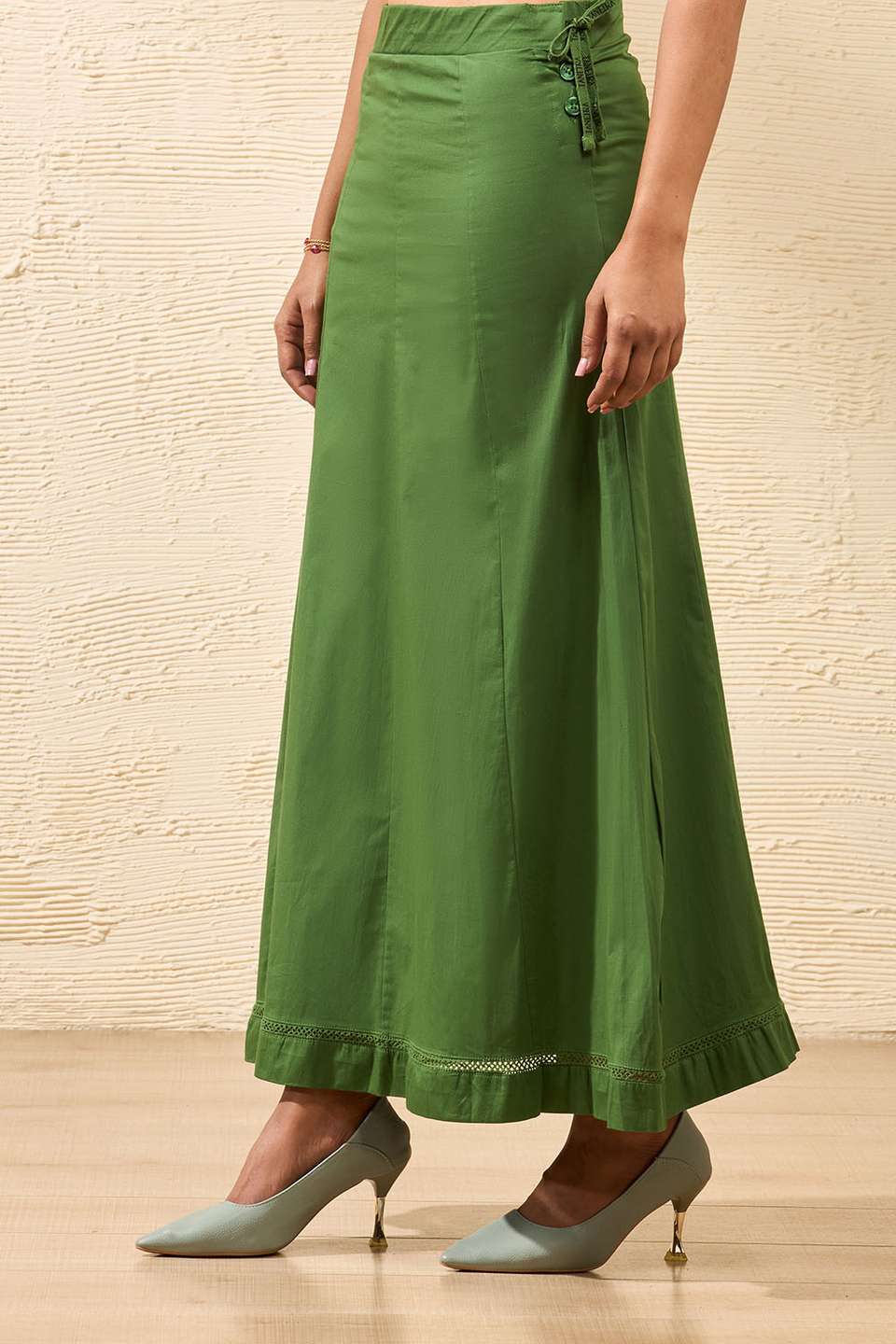 Dark Green Woven Cotton Lycra Inskirt