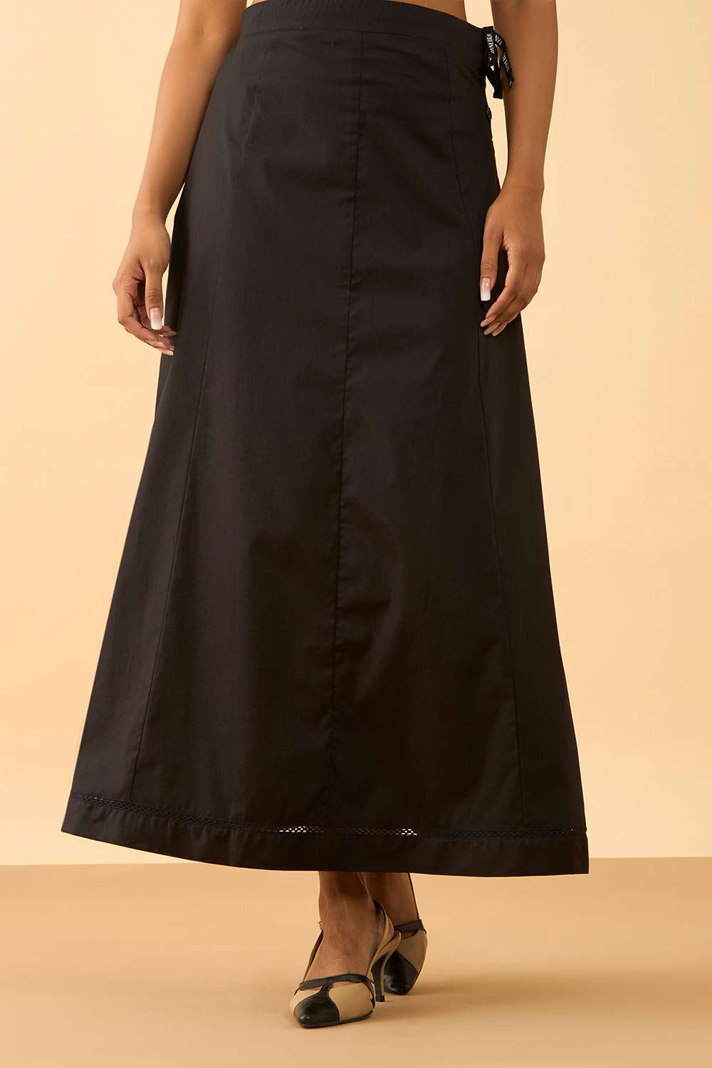Black Woven Cotton Lycra Inskirt image number null