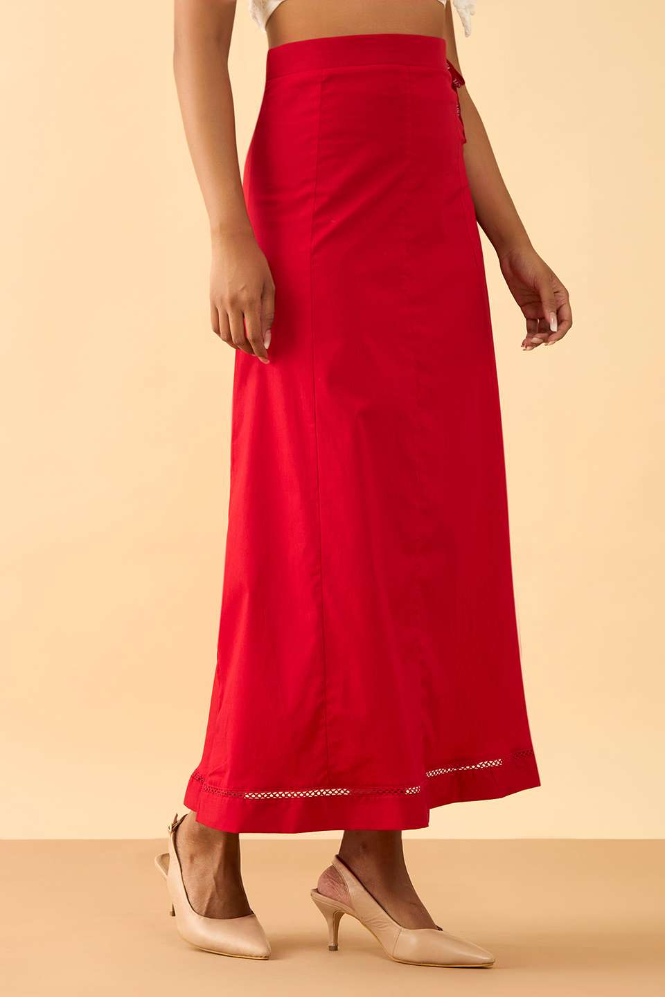 Light Red Woven Cotton Lycra Inskirt