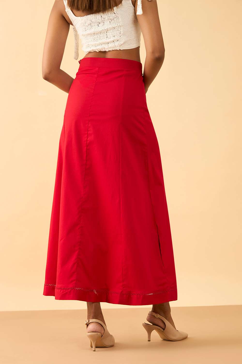 Light Red Woven Cotton Lycra Inskirt image number null