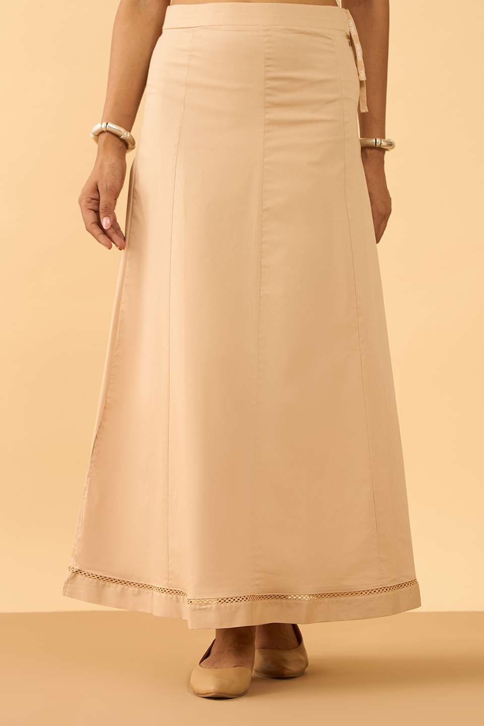Beige Woven Cotton Lycra Inskirt