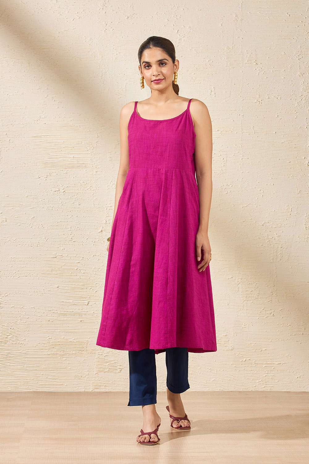 Purple Woven Pure Cotton Kurta Set image number null
