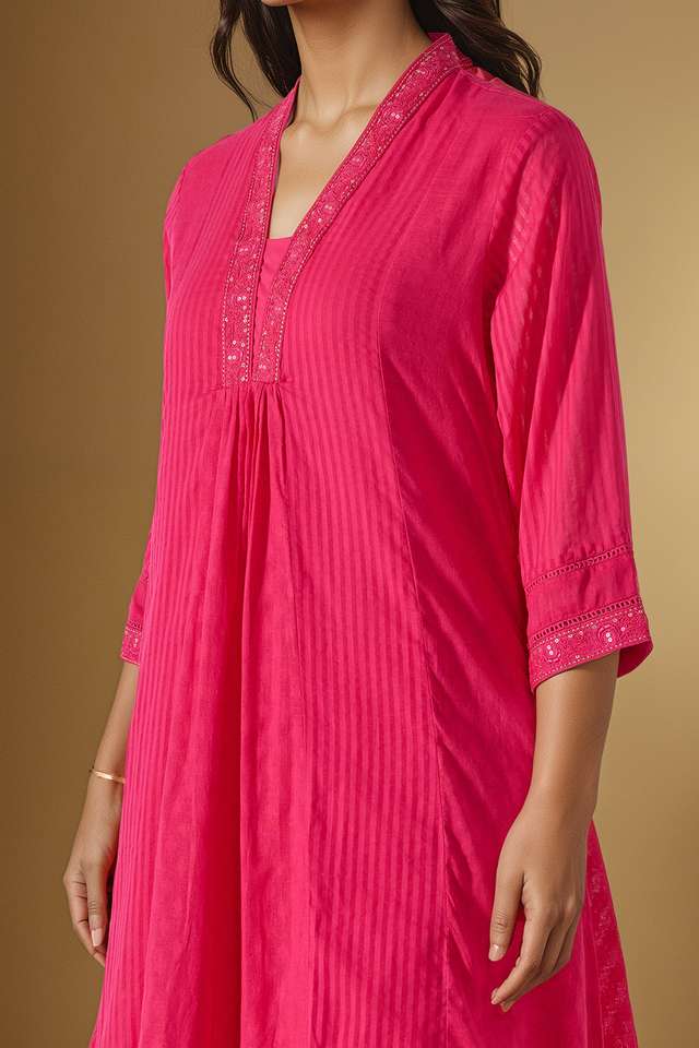 Pink Cotton Viscose Cutwork Kurta Set thumbnail image number null