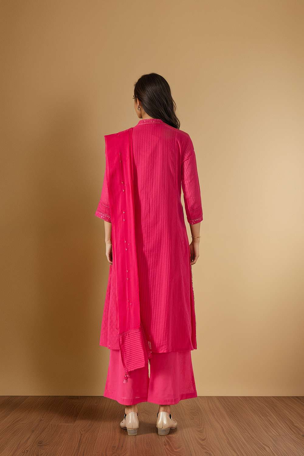 Pink Cotton Viscose Cutwork Kurta Set image number null
