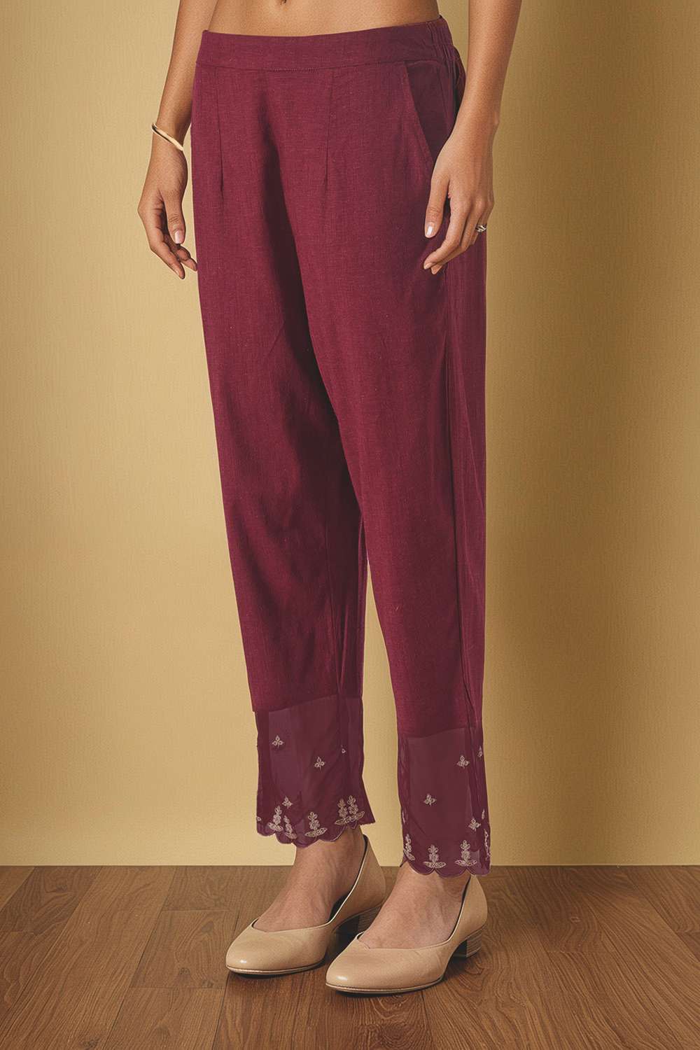 Dark Red Brocade Viscose Kurta Set image number null