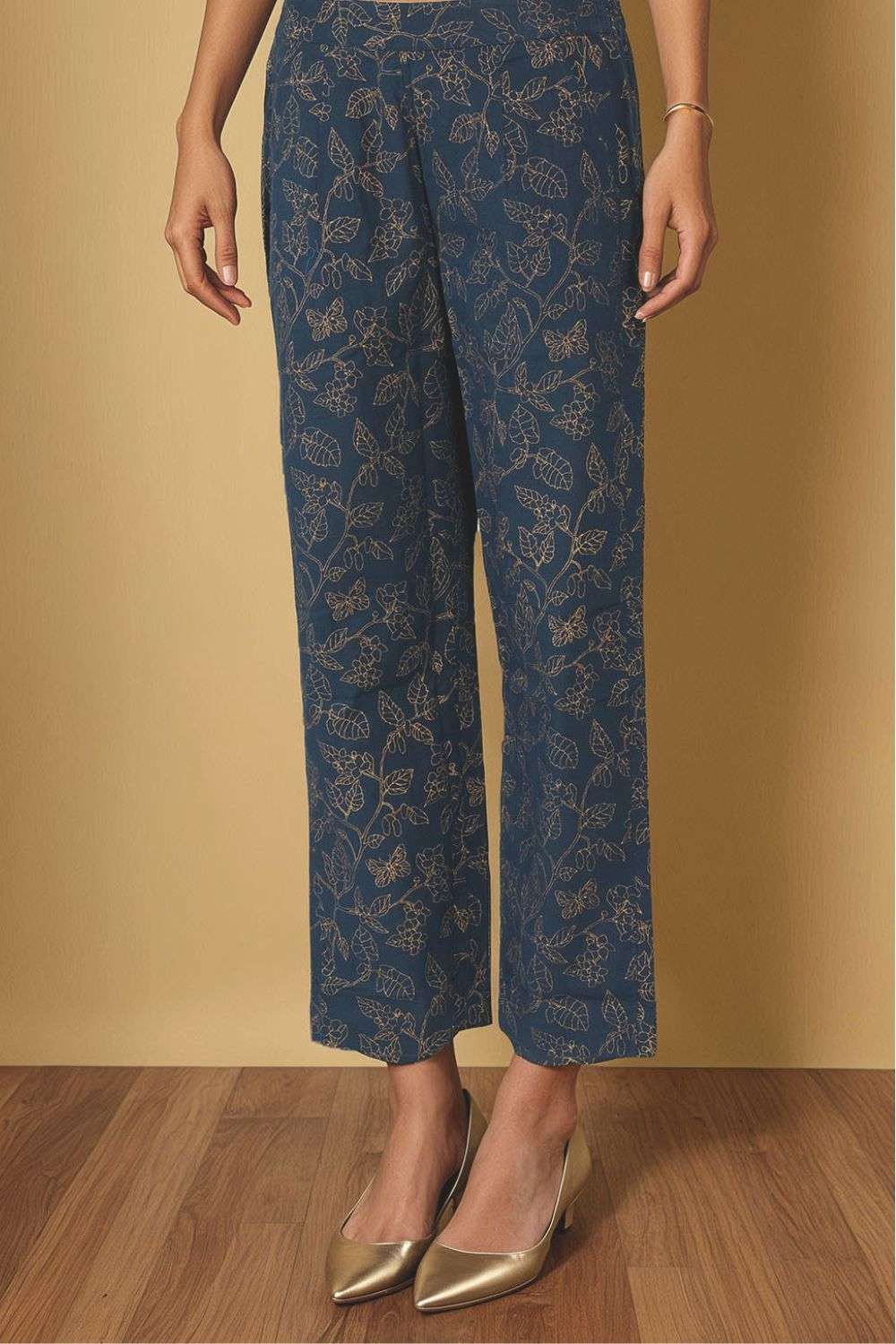 Dark Blue Pure Cotton Embroidered Kurta Set image number null