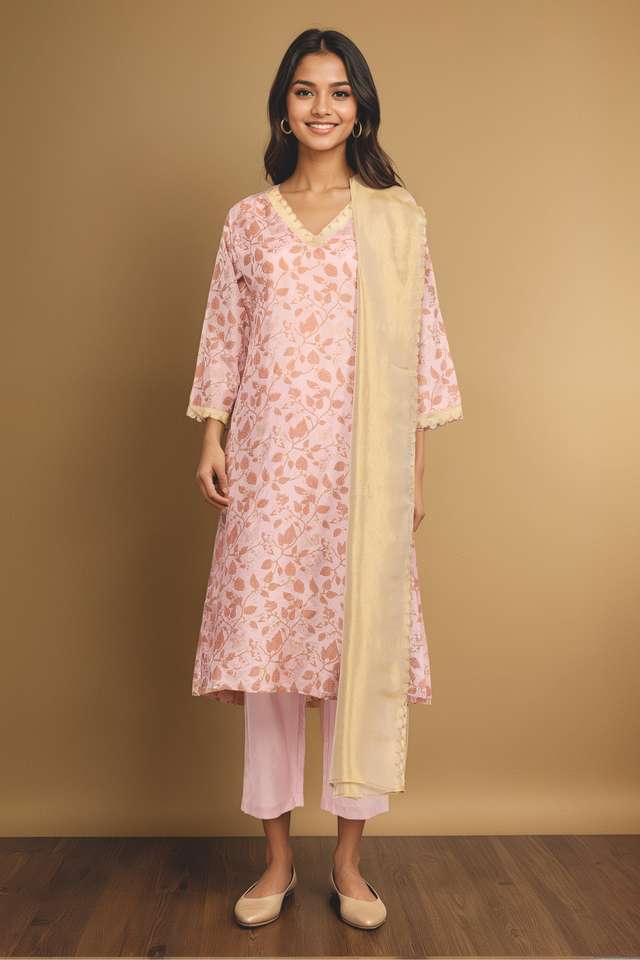 Pink Viscose Embroidered Kurta Set thumbnail image number null