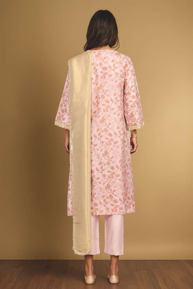 Pink Viscose Embroidered Kurta Set thumbnail image number null