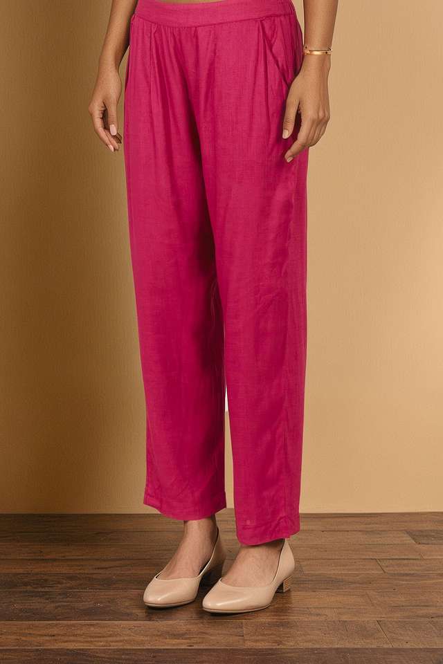 Dark Pink Pure Silk Cotton Embroidered Kurta Set thumbnail image number null