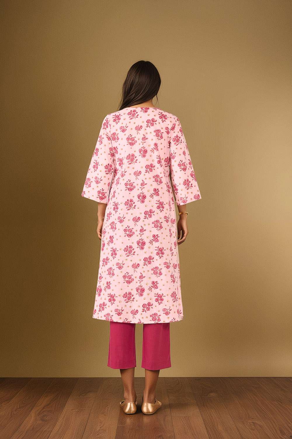 Light Pink Pure Cotton Screen Printed Kurta Set image number null