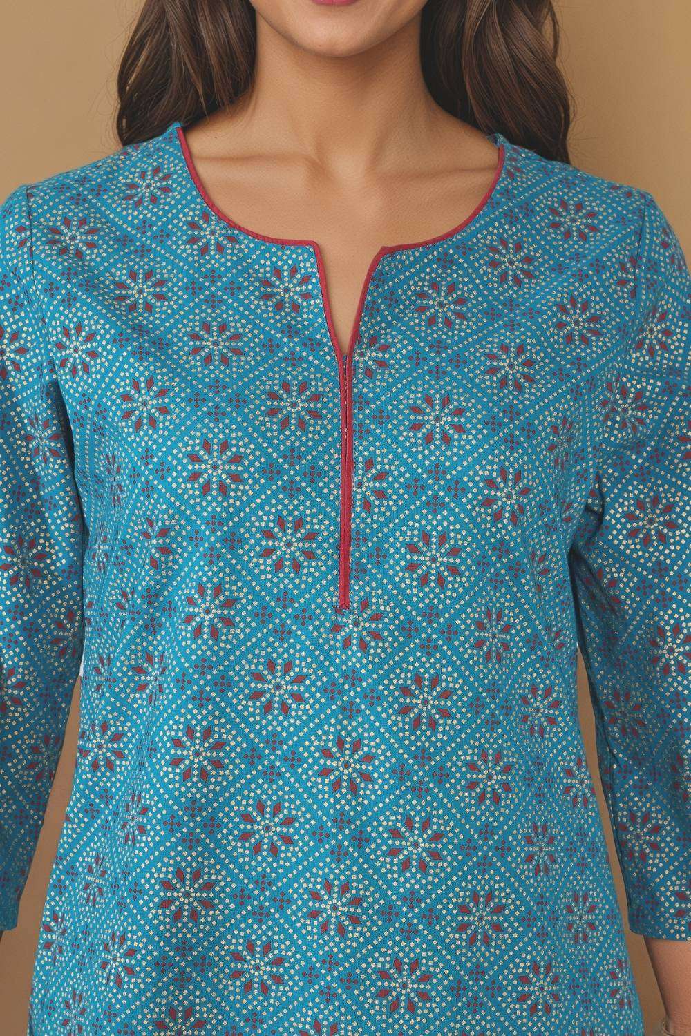 Blue Pure Cotton Screen Printed Kurta Set image number null
