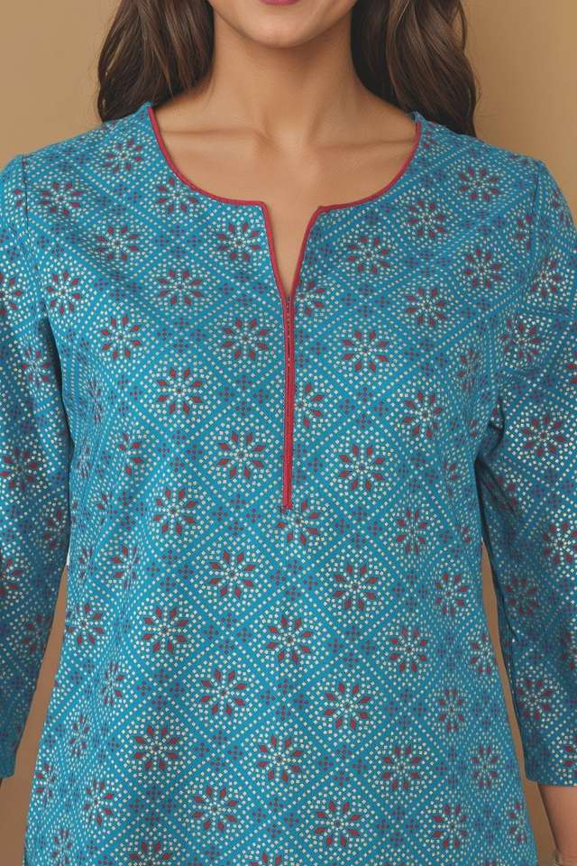 Blue Pure Cotton Screen Printed Kurta Set thumbnail image number null