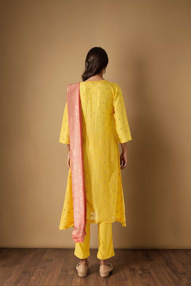 Yellow Viscose Woven Kurta Set thumbnail image number null