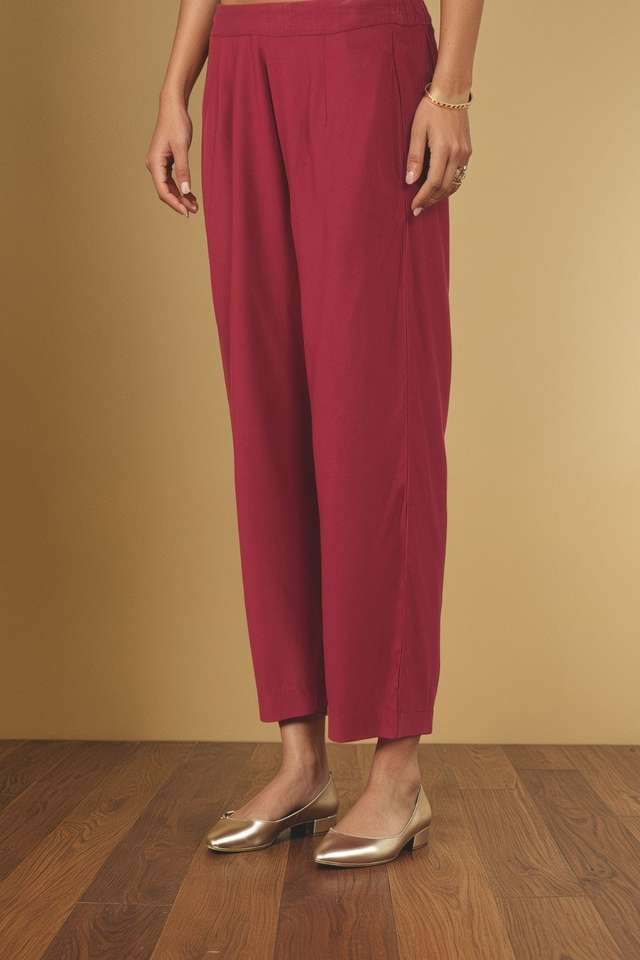 Dark Red Viscose Embroidered Kurta Set thumbnail image number null