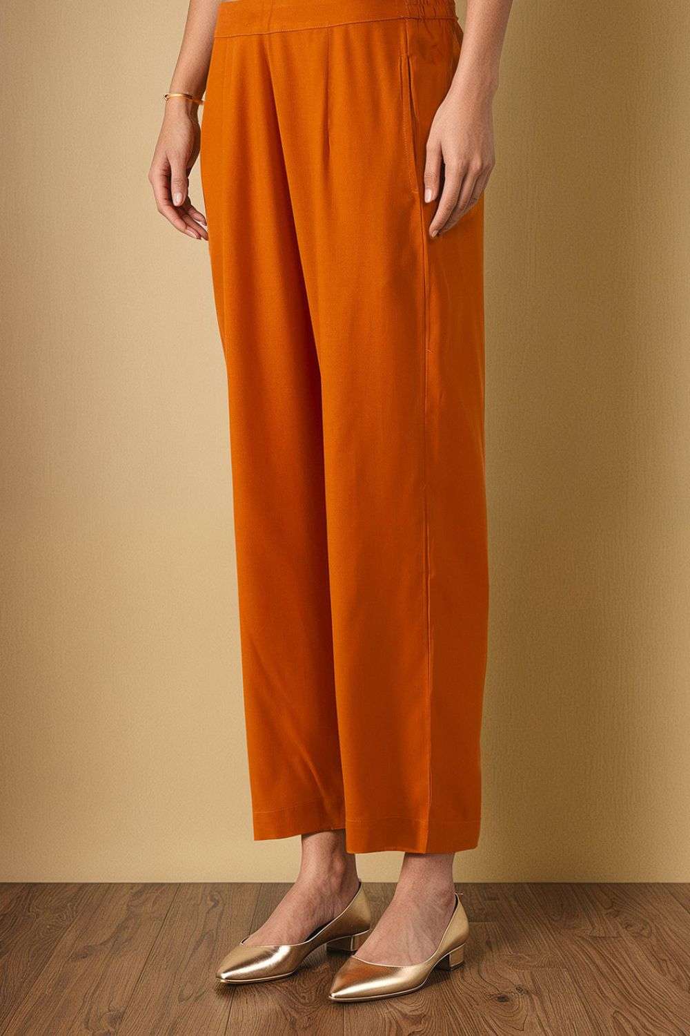Orange Viscose Embroidered Kurta Set image number null