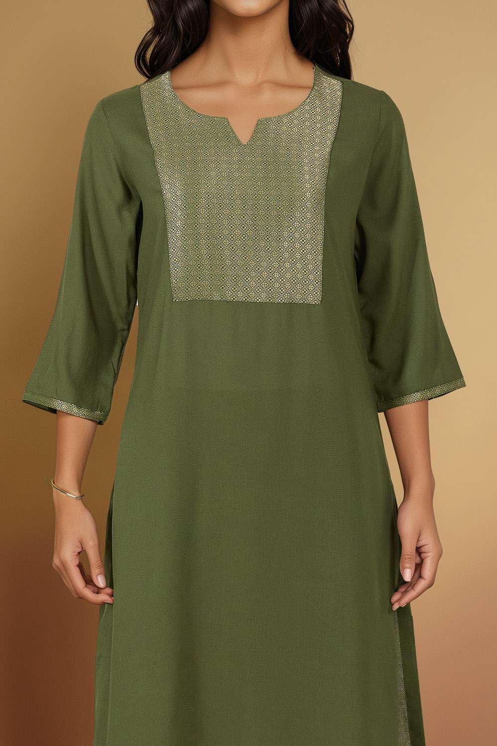 Green Brocade Pure Viscose Kurta Set image number null