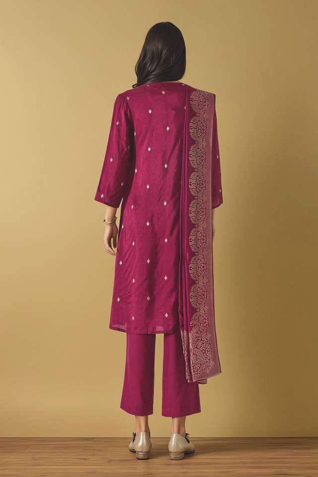 Purple Woven Pure Viscose Kurta Set thumbnail image number null