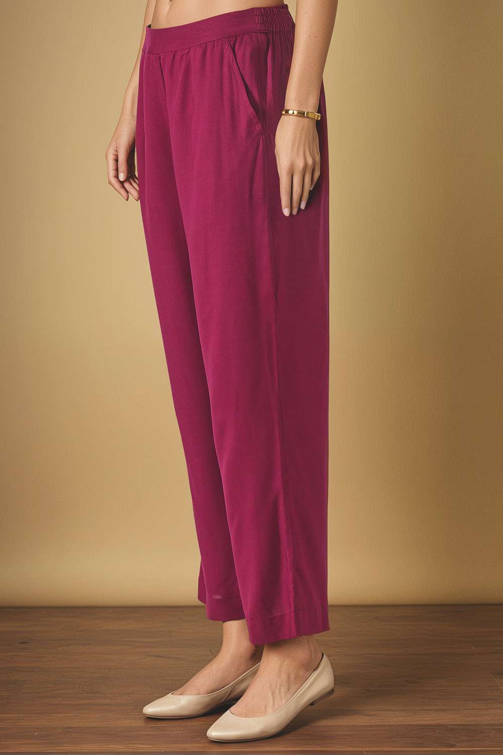 Purple Woven Pure Viscose Kurta Set image number null