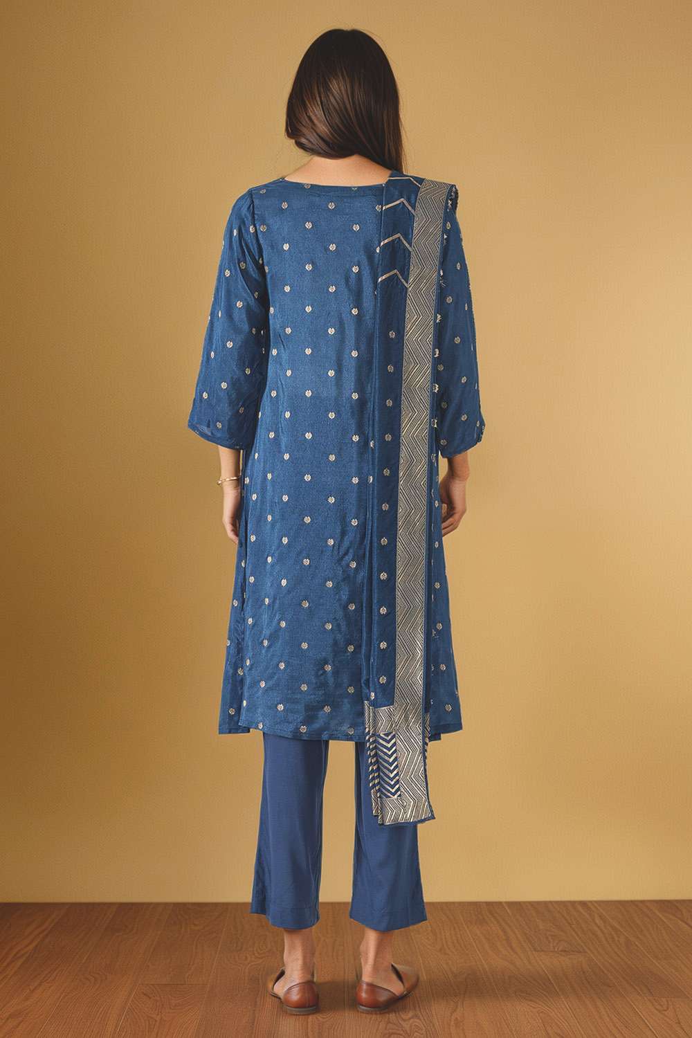 Dark Blue Viscose Woven Kurta Set image number null