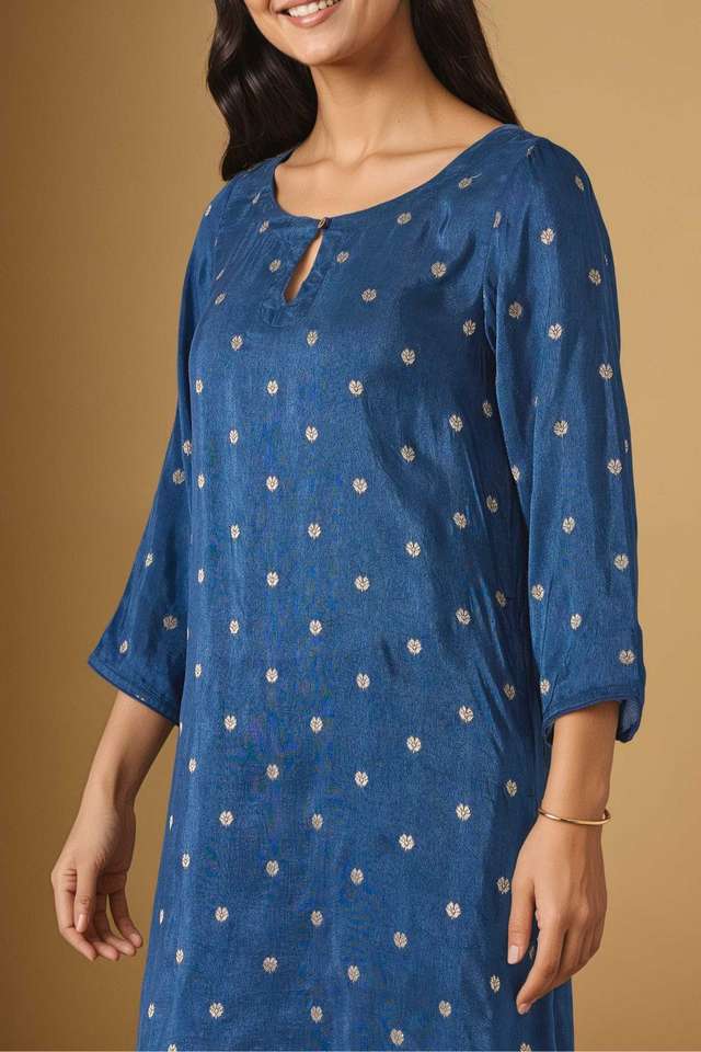Dark Blue Viscose Woven Kurta Set thumbnail image number null