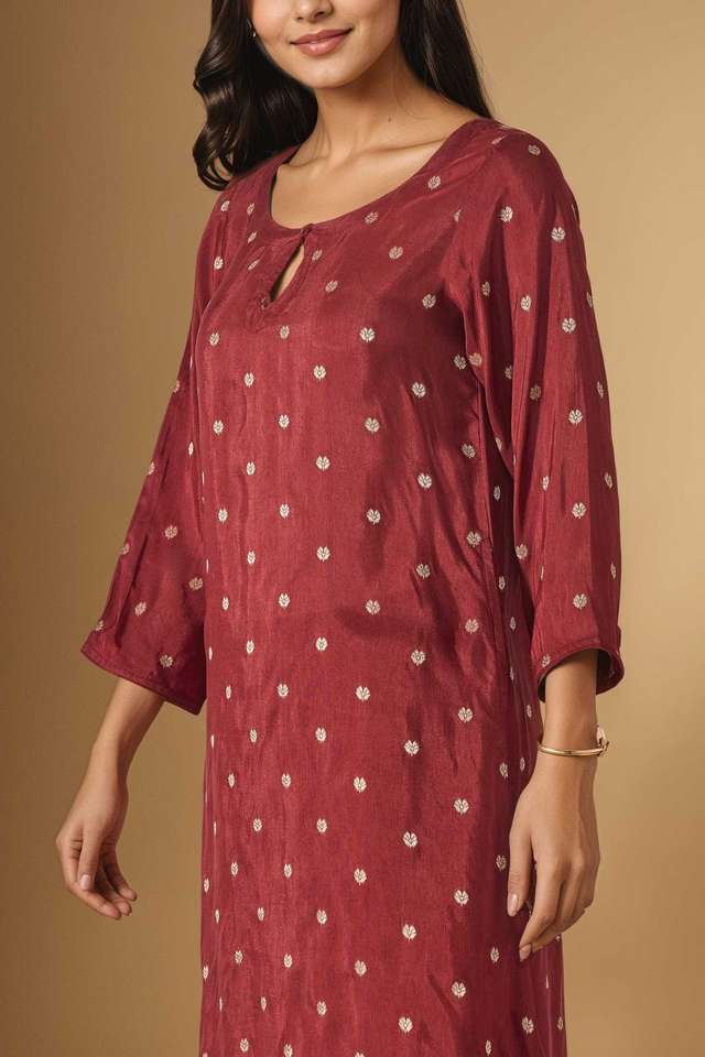 Dark Red Viscose Woven Kurta Set thumbnail image number null