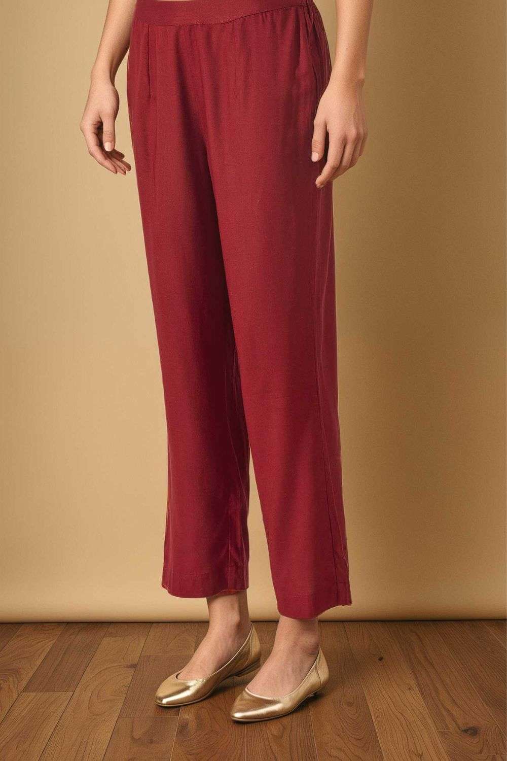 Dark Red Viscose Woven Kurta Set image number null