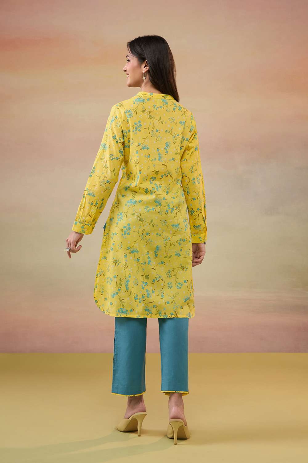 Yellow Pure Cotton Screen Printed  Kurta Set image number null