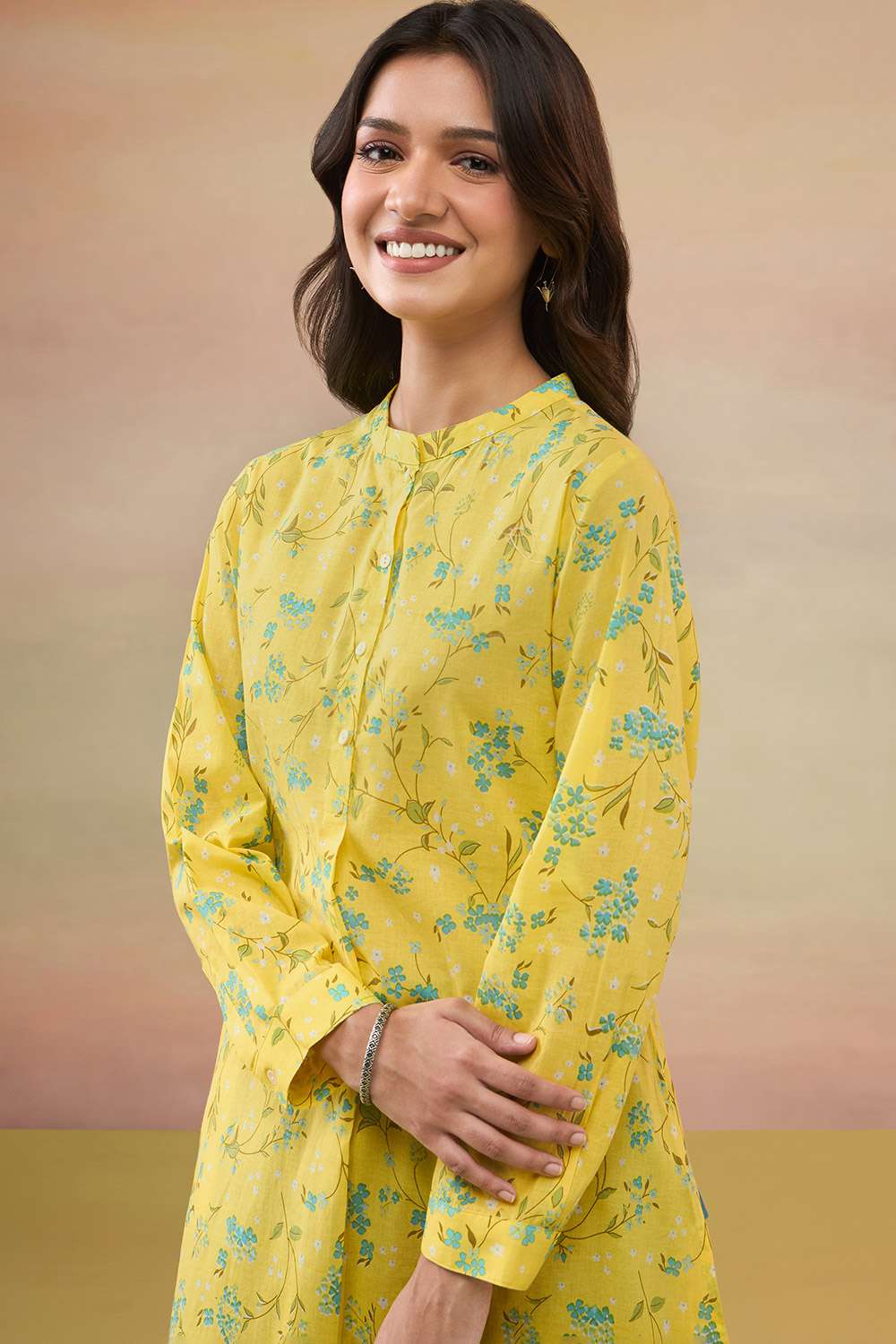 Yellow Pure Cotton Screen Printed  Kurta Set image number null
