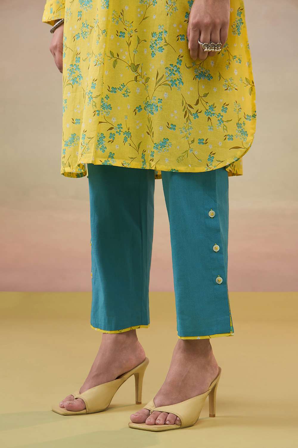 Yellow Pure Cotton Screen Printed  Kurta Set image number null