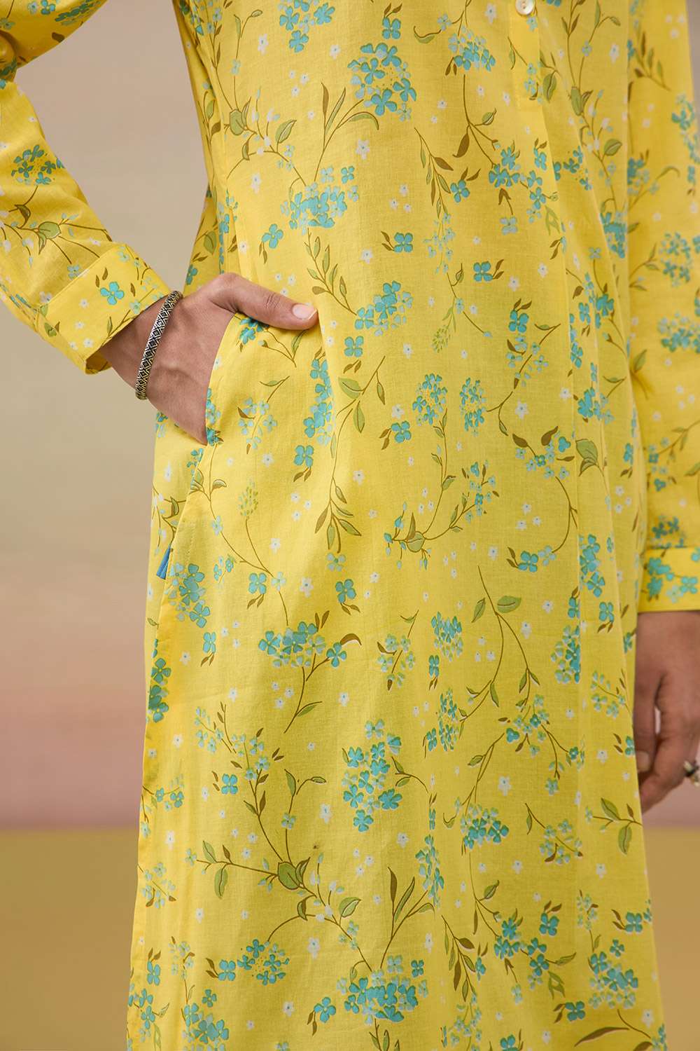 Yellow Pure Cotton Screen Printed  Kurta Set image number null