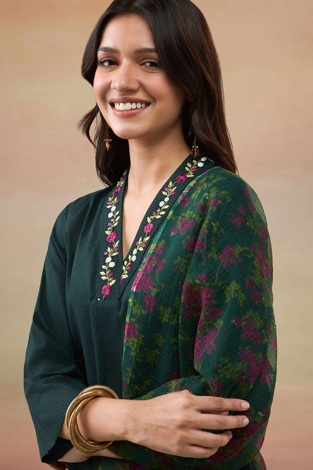 Blue Pure Cotton Embroidered Kurta Set image number null