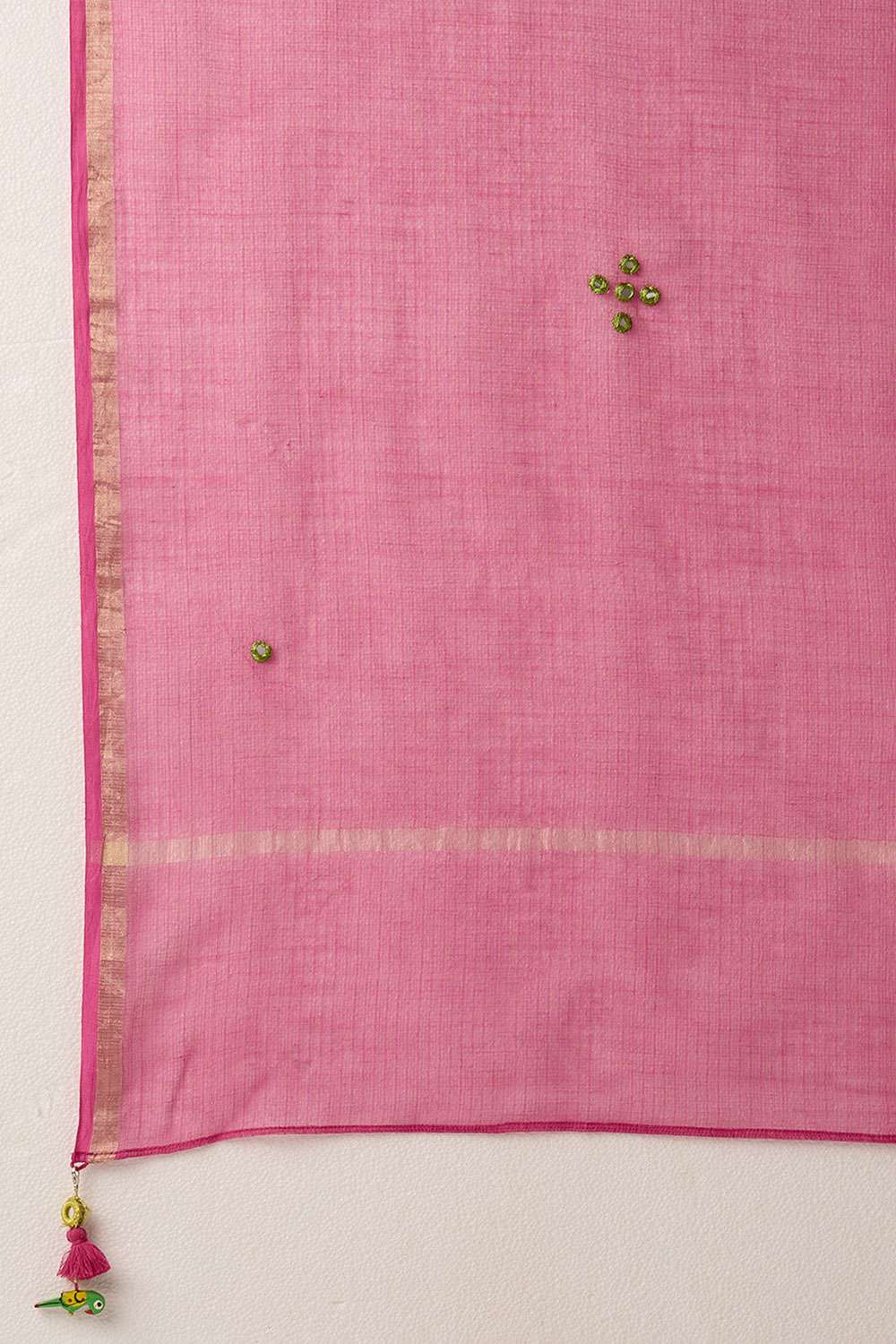 Green Pure Silk Cotton Shisha Kurta Set image number null