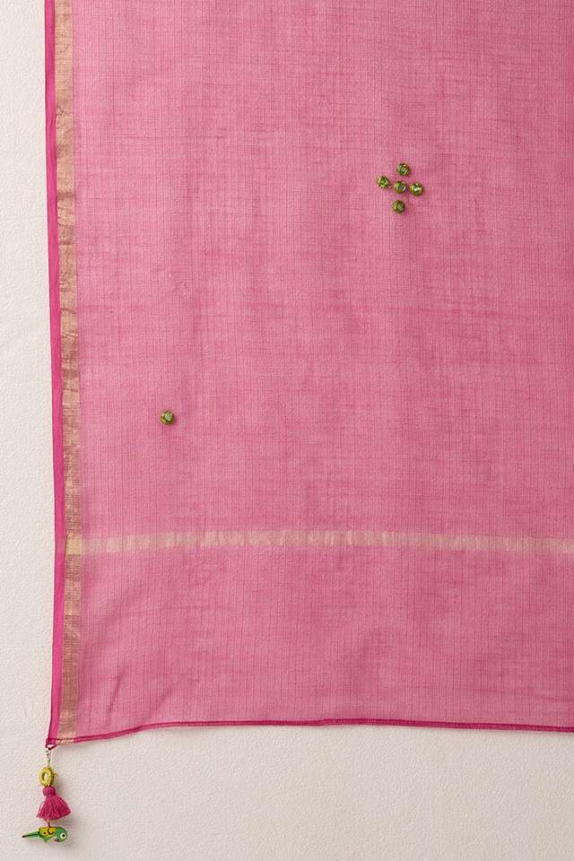 Green Pure Silk Cotton Shisha Kurta Set thumbnail image number null