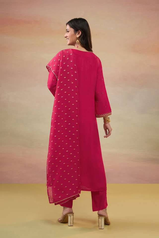 Pink Pure Viscose Embroidered Kurta Set thumbnail image number null