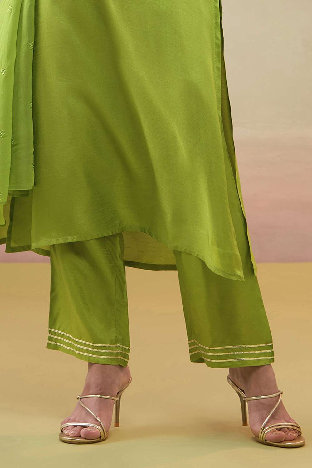 Green Pure Viscose Embroidered Kurta Set image number null