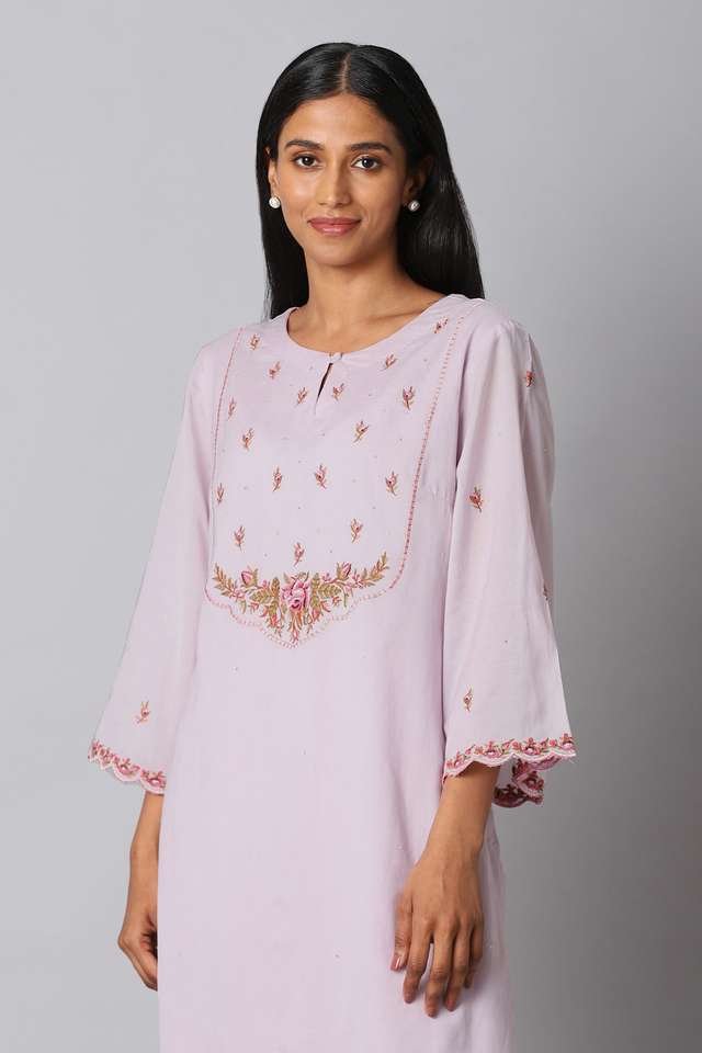 Light Pink Viscose Embroidery Kurta Set thumbnail image number null