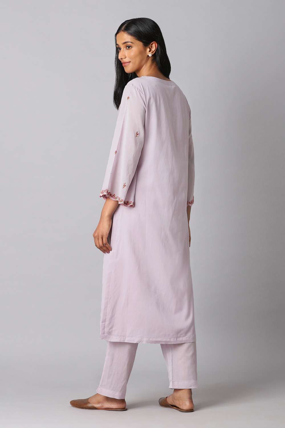 Light Pink Viscose Embroidery Kurta Set image number null